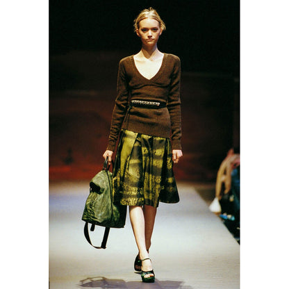 PRADA FW04 GREEN PRINT SKIRT