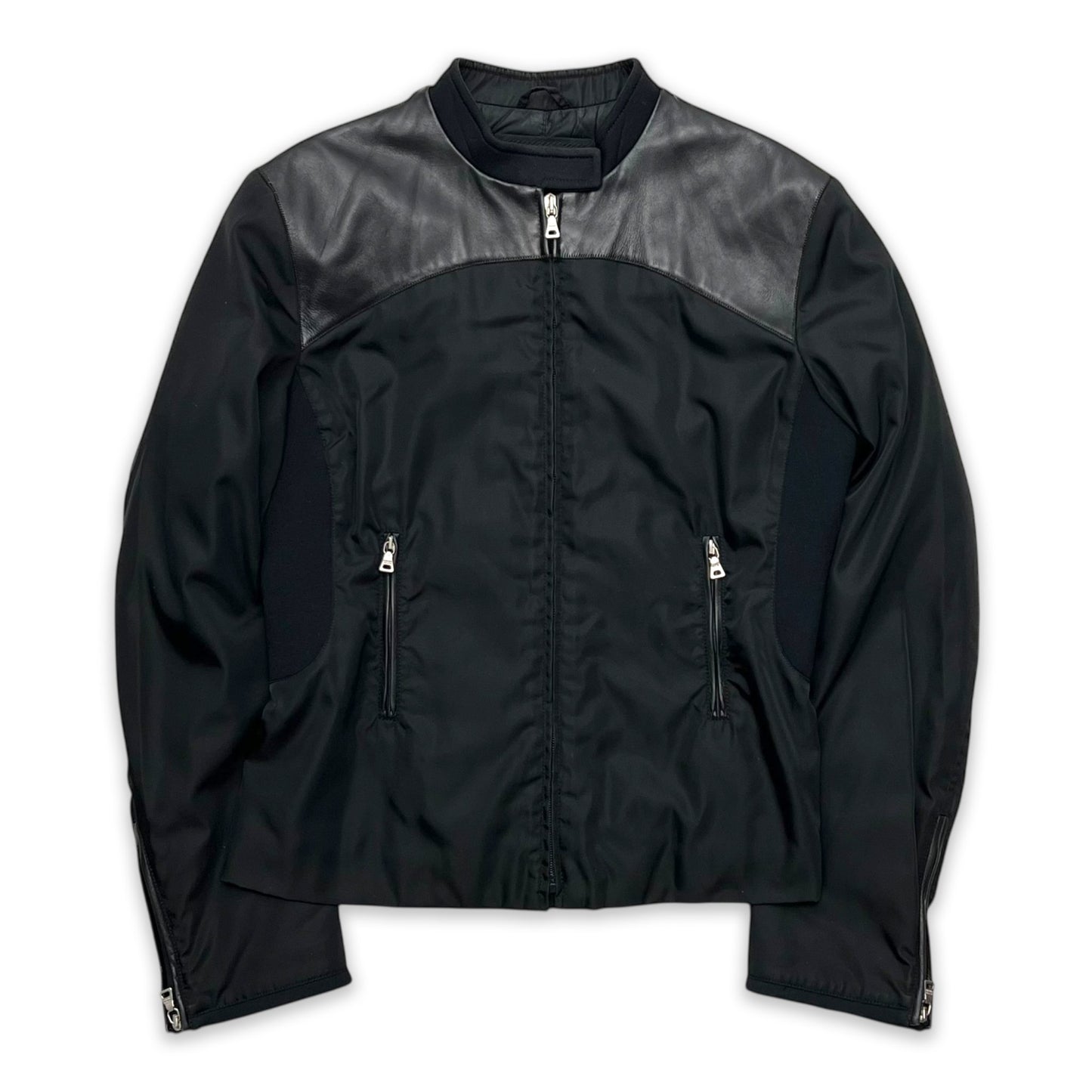 PRADA FW99 NYLON LEATHER NEOPRENE PANEL JACKET