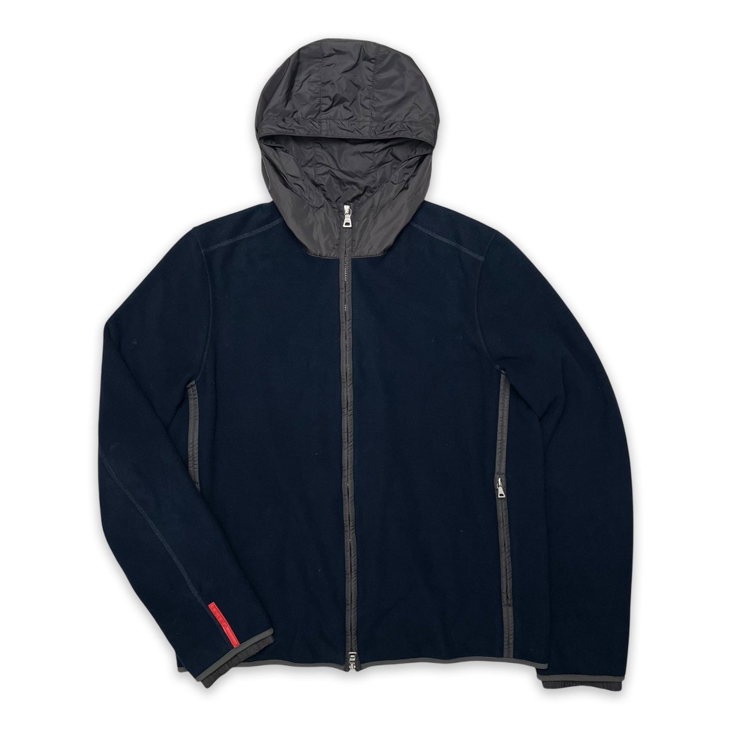 PRADA SPORT NYLON HOOD FLEECE JACKET