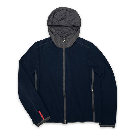 PRADA SPORT NYLON HOOD FLEECE JACKET