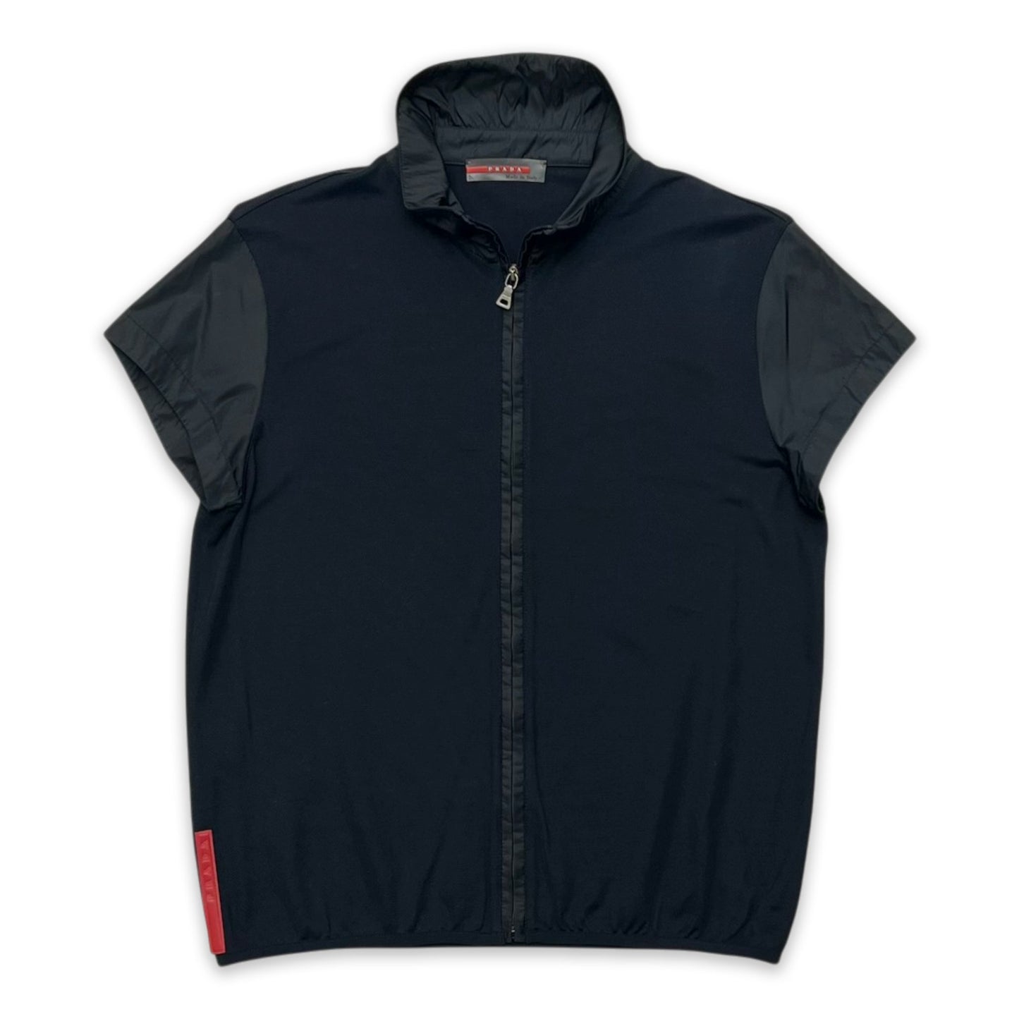 PRADA SPORT SHORT SLEEVE NYLON MESH ZIP UP TOP