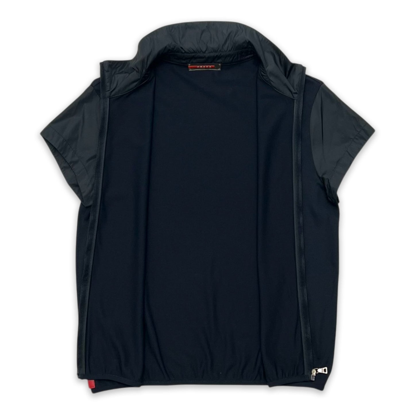 PRADA SPORT SHORT SLEEVE NYLON MESH ZIP UP TOP
