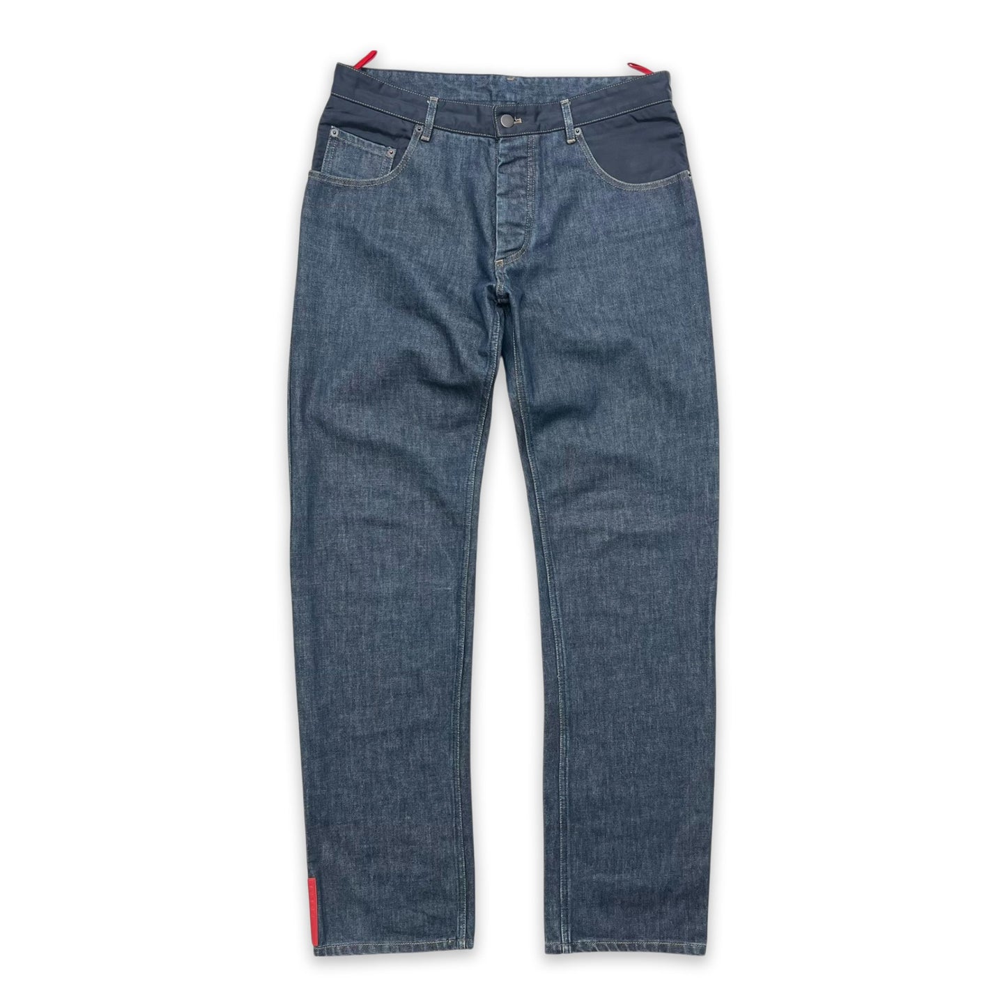 PRADA SPORT NYLON PANEL DENIM JEANS
