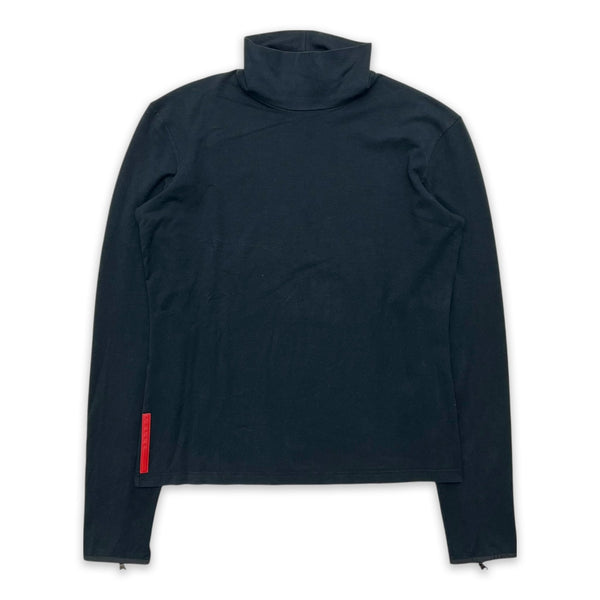 PRADA SPORT ROLL NECK TOP WITH ZIP DETAILS