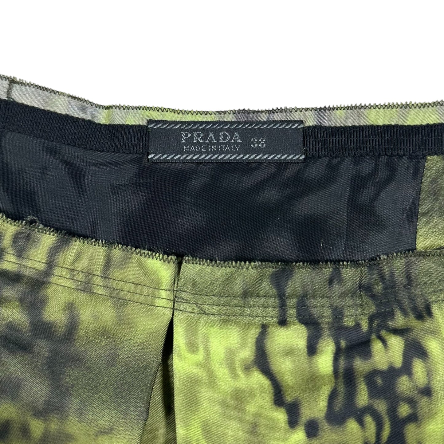 PRADA FW04 GREEN PRINT SKIRT